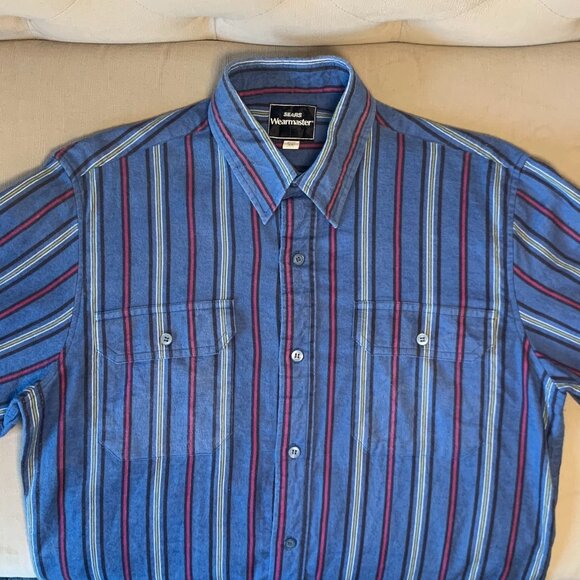 Vintage Sears Wearmaster Stripped Long Sleeve Causal Shirt Heritage Normcore - Picture 10 of 16
